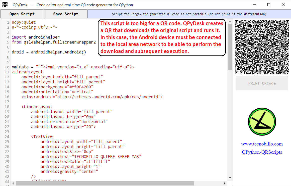 QPyDesk Big Script Screenshot