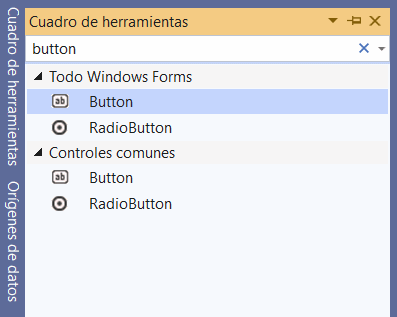 VS - Cuadro de herramientas - Button