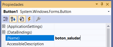 VS - Propiedad Button Name (identificador)