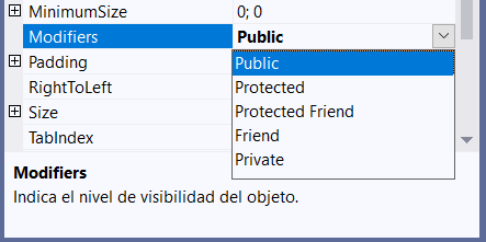 VS - Propiedades Botón - Modifiers: public